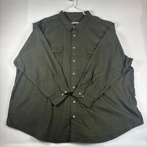 Boulder Creek Mens 5XL Big Olive Green Cotton Twill Long Sleeve Button Down 5XB